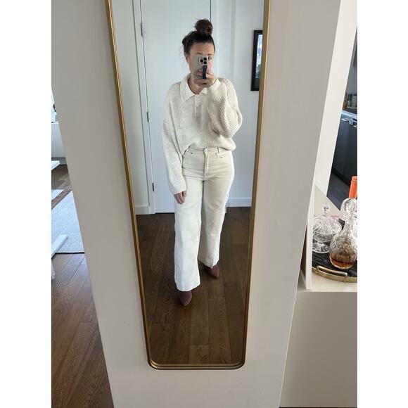 SOMETHING NAVY White Two Tone Denim Cotton Extra Wide Flair Jeans Size 25 - Picture 16 of 16